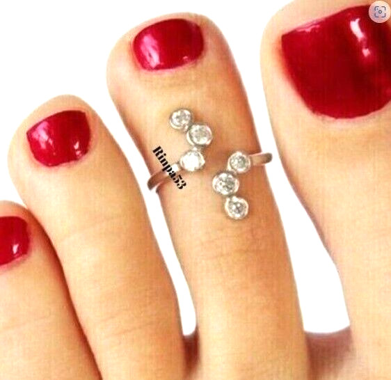 1ct Round Simulated Diamond Adjustable Women's Toe Ring 925 Silver GIFT 4 HER