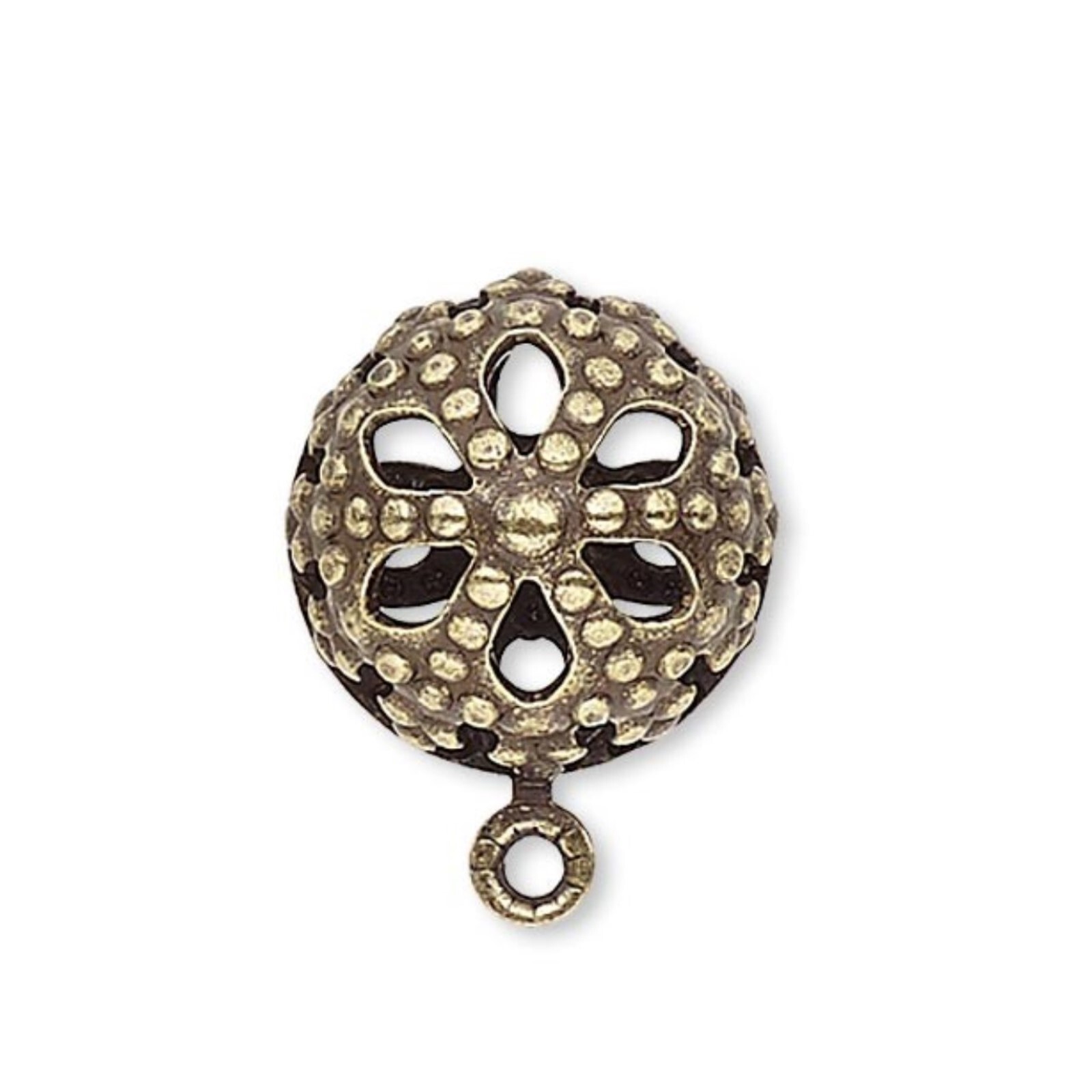 Lacy Bronze Antique Brass Domed 10mm Filigree Stud Post Earring Findings 2pcs