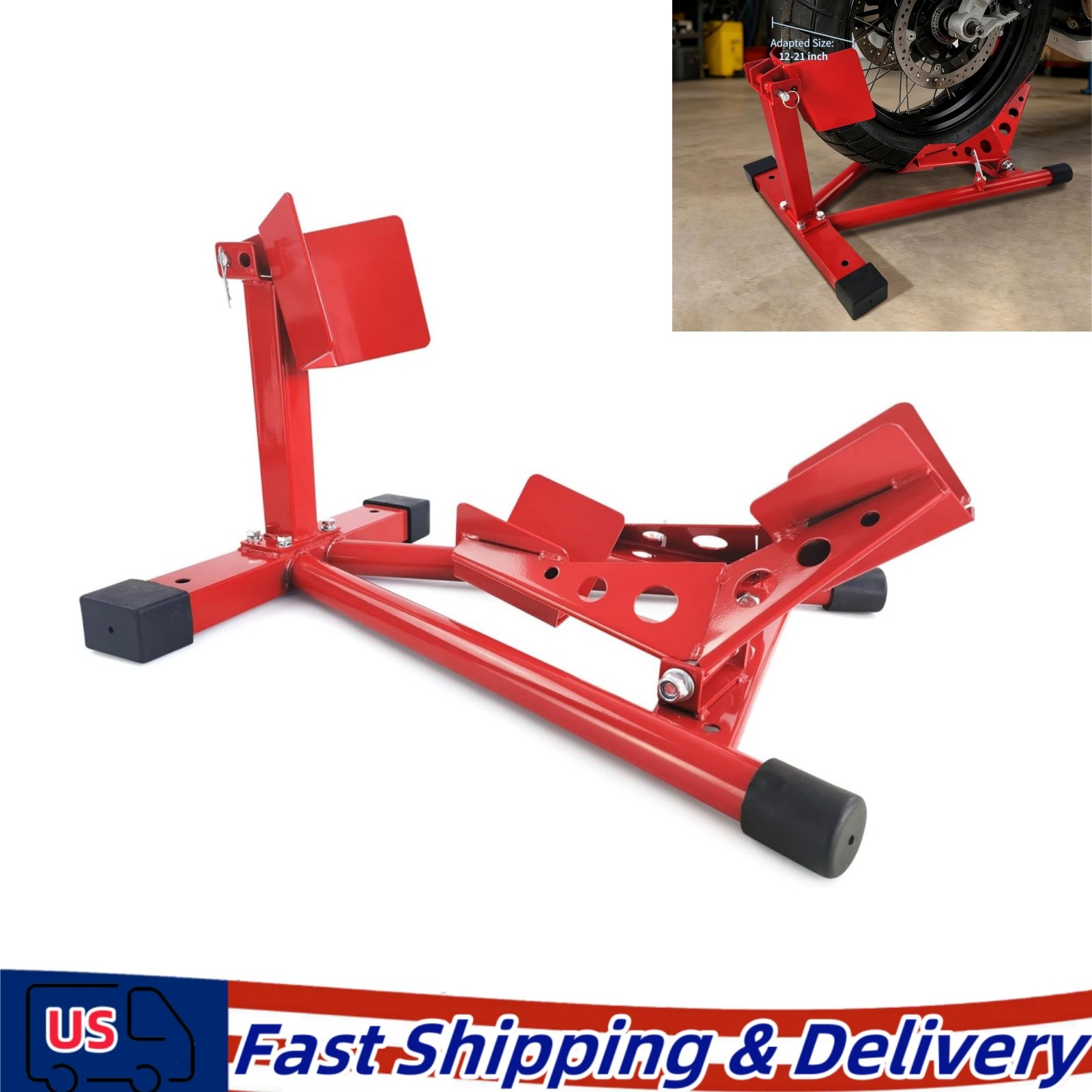 Motorcycle Front Wheel Chock Lift Stand For Sport Street Road Bike Steel NEW Red