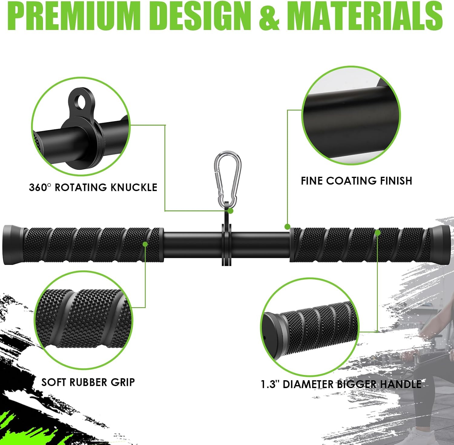 Tricep Pressdowns Straight Bar Cable Attachment ，360 Degree Rotating Bicep Pull