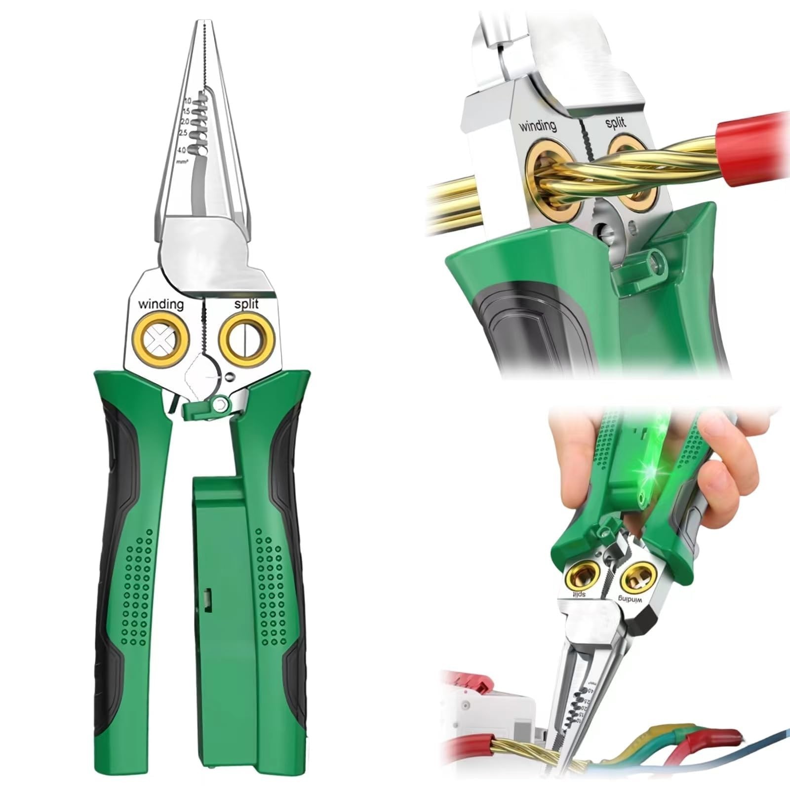 GADO Pro 8-in-1 Wire Stripper/Cutter with Voltage Tester & Dual Alarms - Heav...