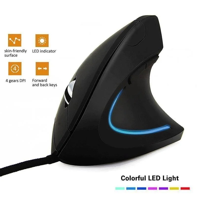 USB Vertical Wired Mouse Ergonomic Gaming Optical Mice 3200DPI for PC Computer