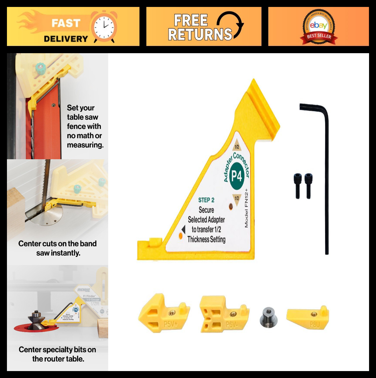 Woodworking Accessory Upgrade Kit - Center Finder, Dimension Tool & Storage Case