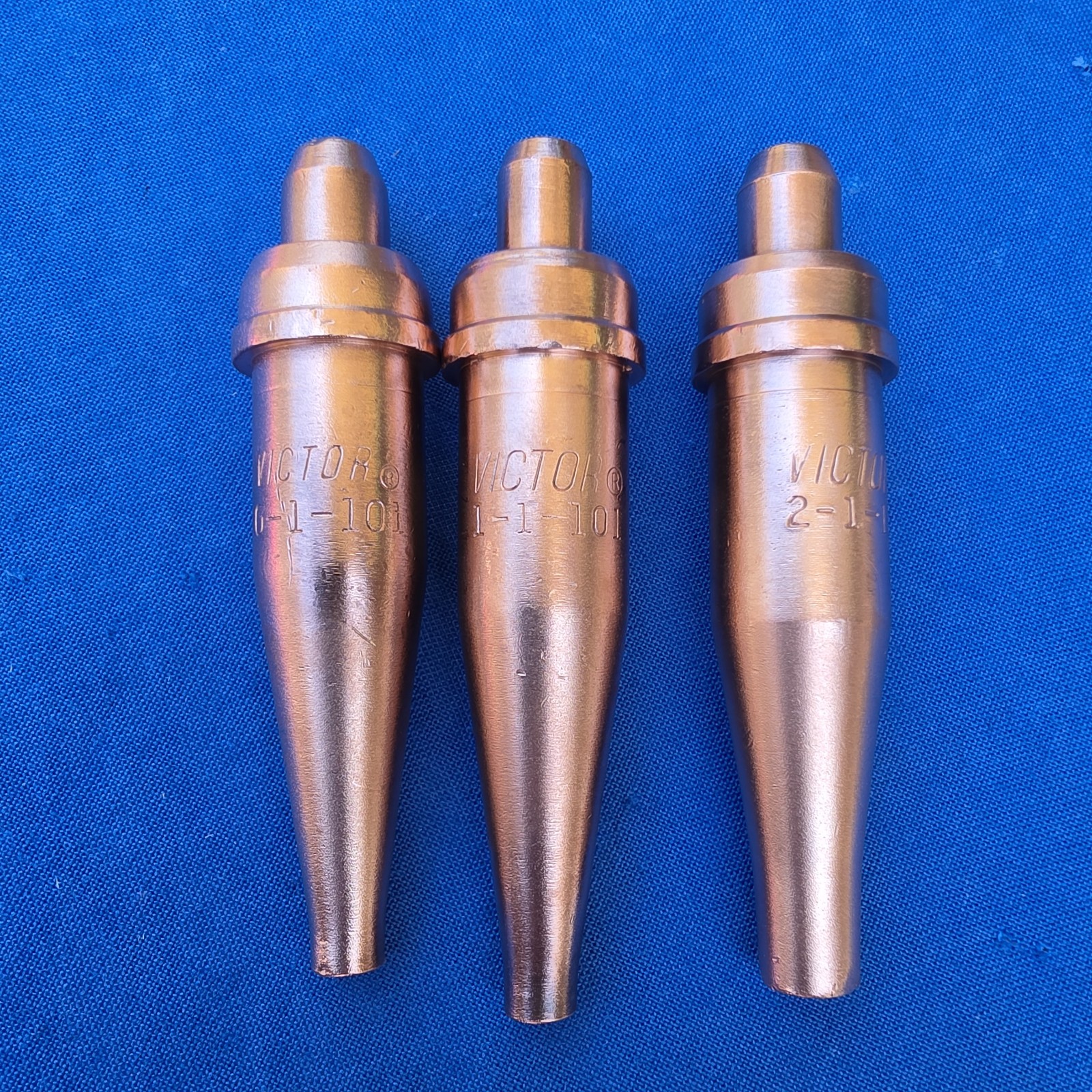 Lot of 3 Genuine Victor Acetylene Tips 0-1-101,  1-1-101, 2-1-101 Used