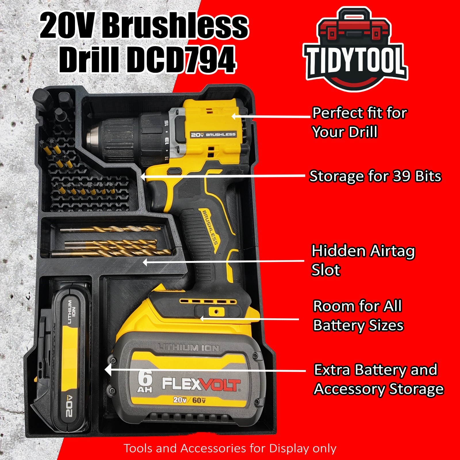 20V Brushless Drill (DCD794) Organizer for Milwaukee Compact Packout