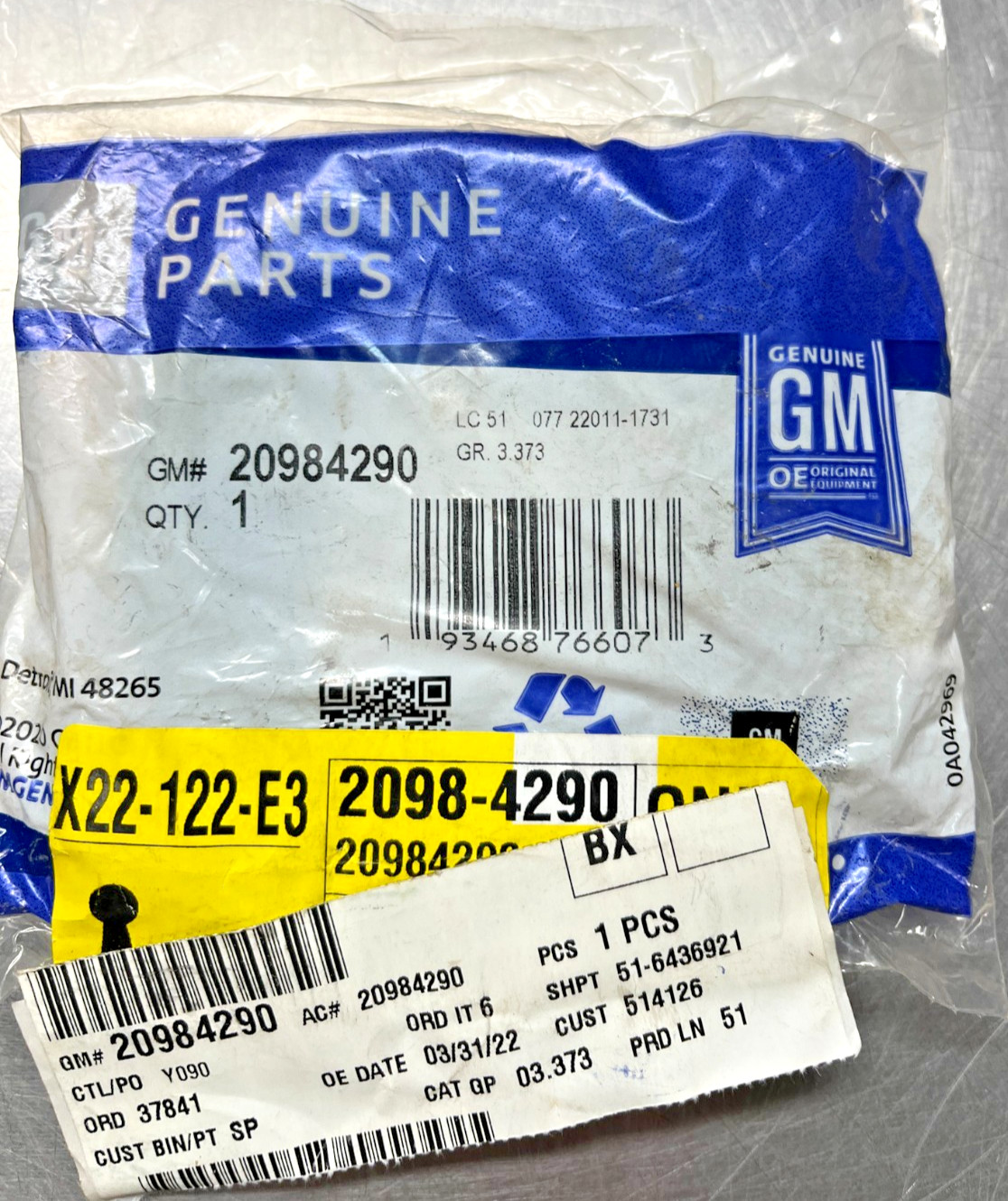 20984290  Genuine OEM  GM   SEAL KIT   2098-4290