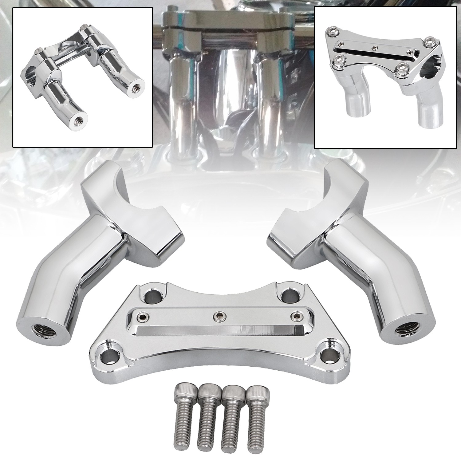 3.5" Pullback Aluminum Handlebar Riser Top Clamp For Harley Dyna Fat Boy FLSTF