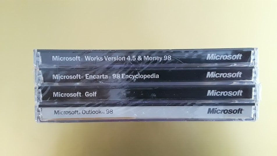 SEALED Microsoft Software Bundle-Works 4.5-Money 98-Encarta 98-Golf-Outlook 98