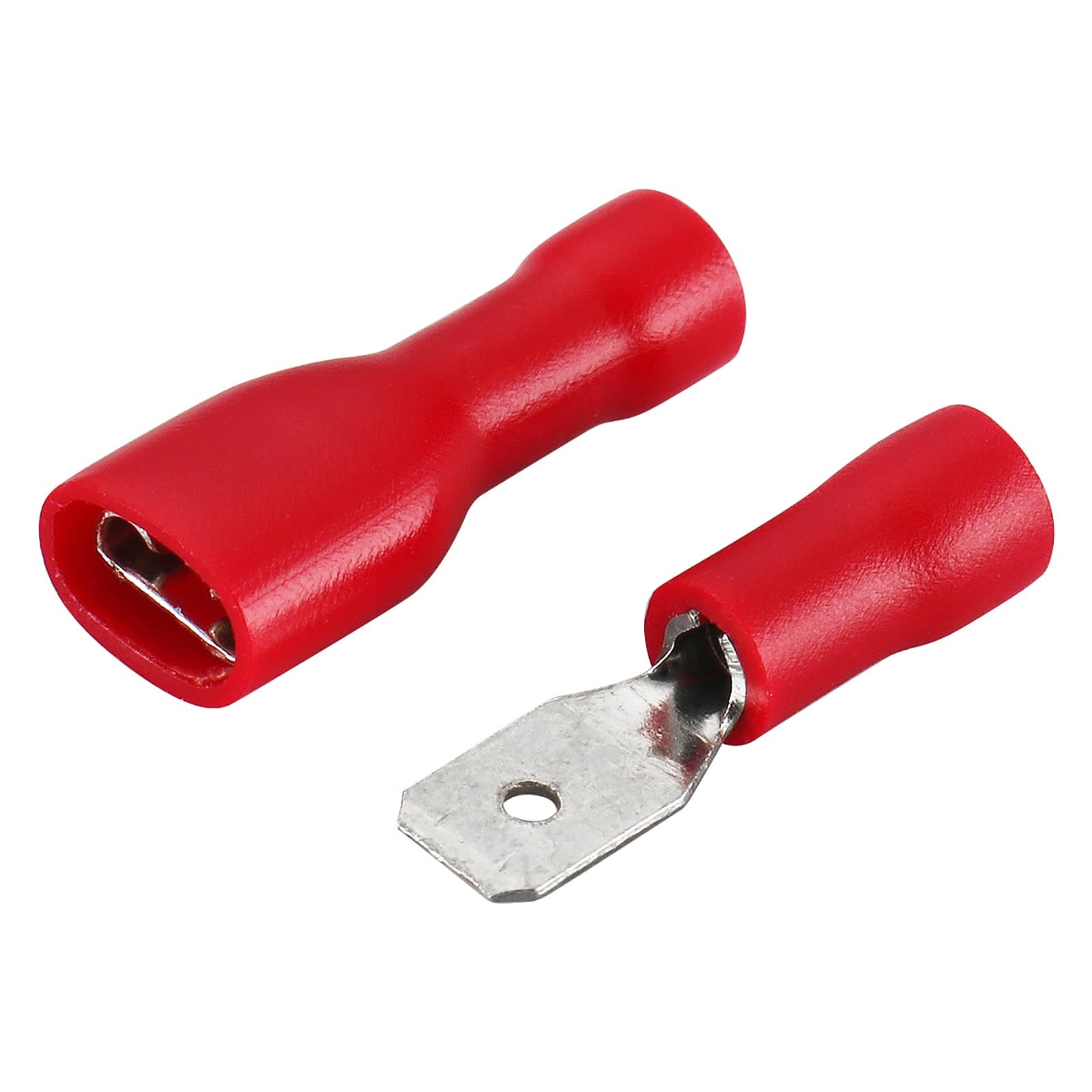 Baomain 0.187" Female & Male Spade Connectors 22-16 AWG Fully Insulated Red