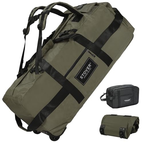 Rolling Duffel Bag with Wheels, X-Large Durable Travel Duffle + 100L Green