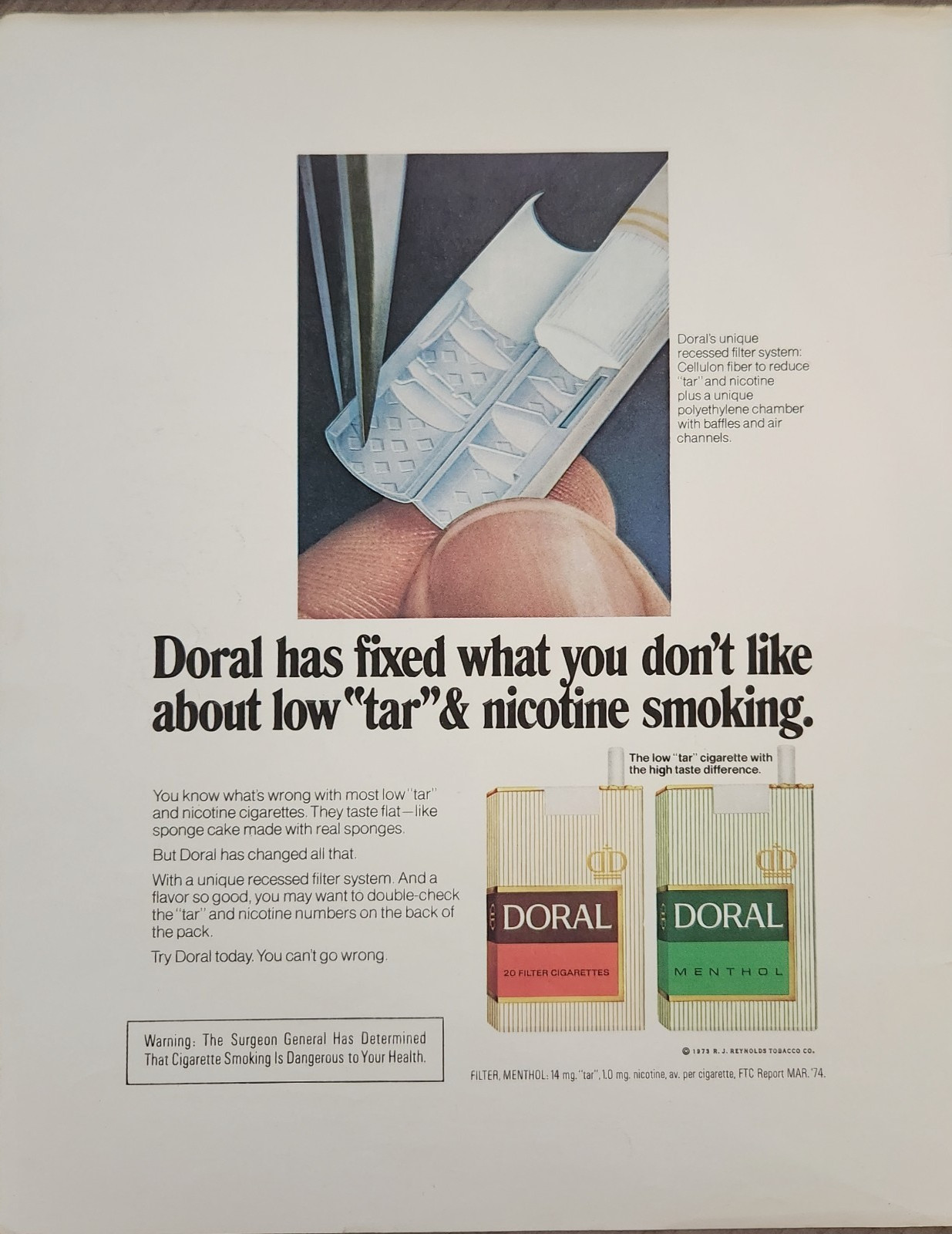 1975 Doral Cigarettes Vintage Ad Fixed what you Dont Like