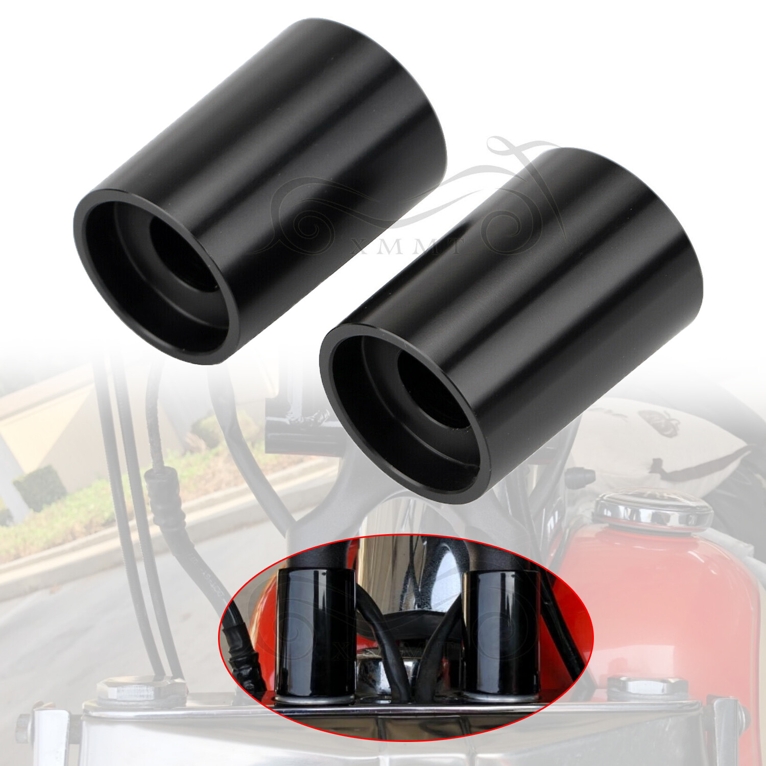 1.75" Motor Black Riser Extension For Harley 1" Handlebars Softail Sportster 883