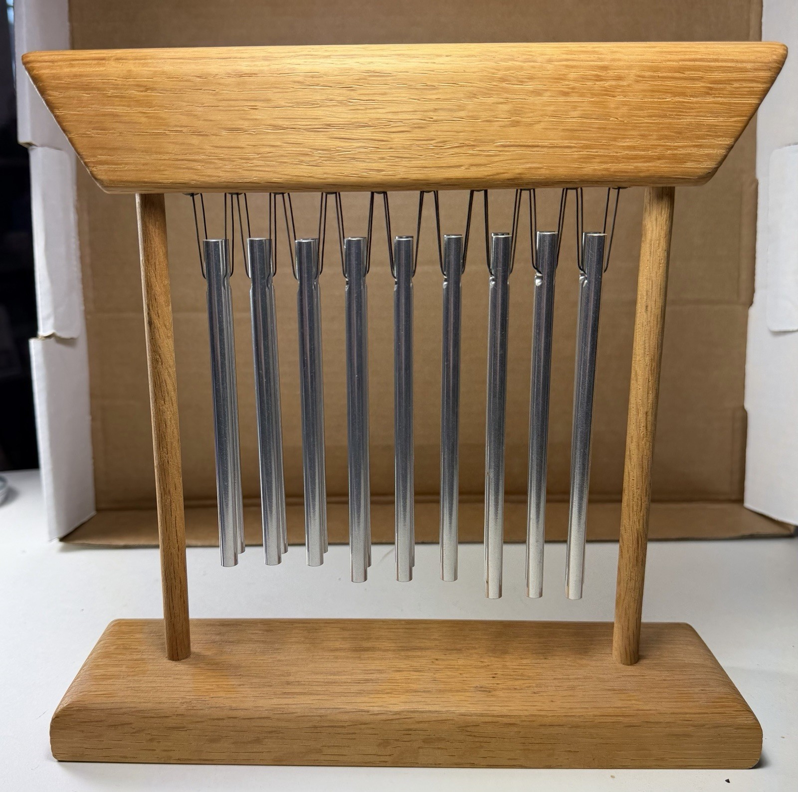 JW Stannard Desk Chimes Hand Tuned Musical Tranquility Signed 2 Rows 18 Chimes