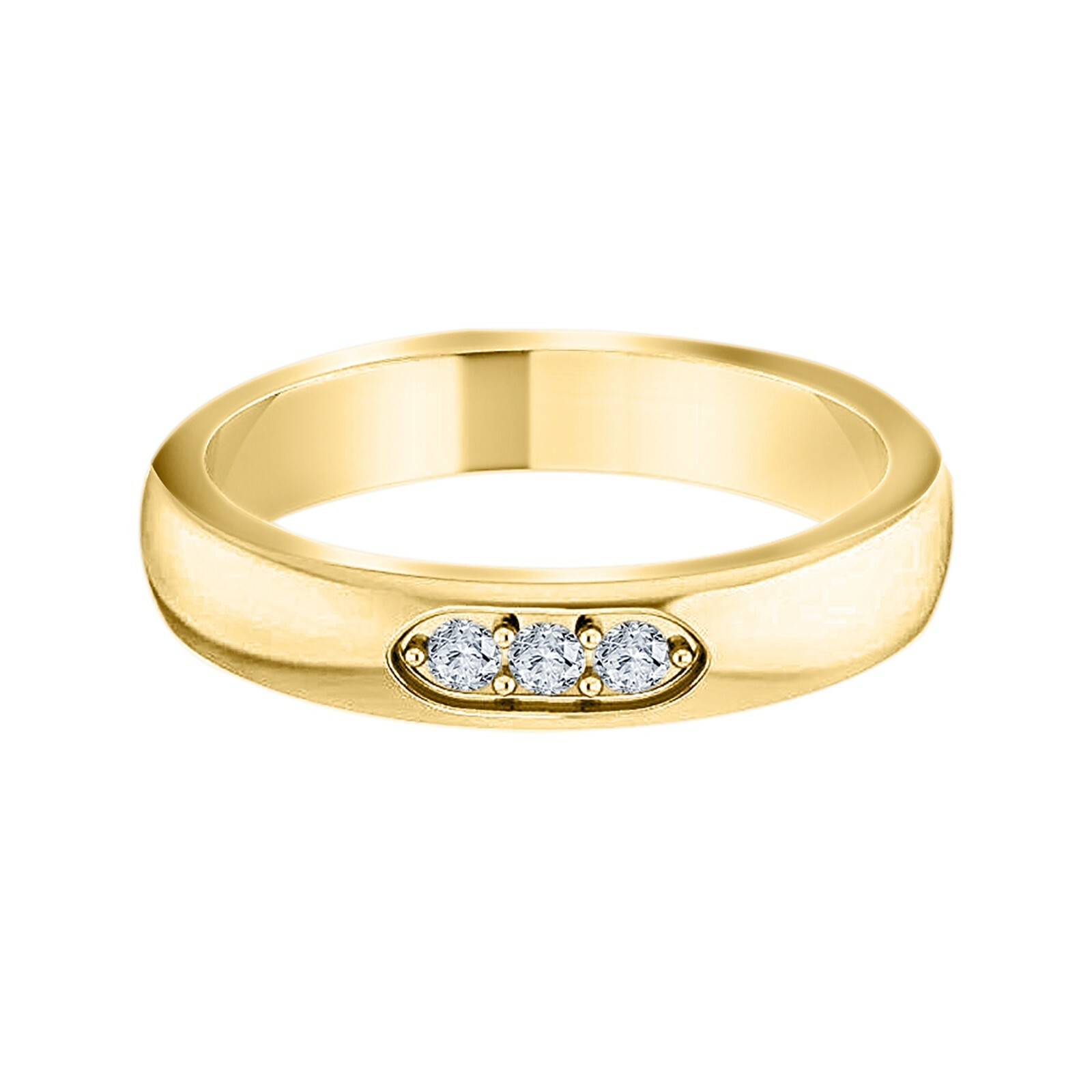 1CT Round Cut Moissanite Three-Stone Moissanite Men's Ring Yellow Gold Plated
