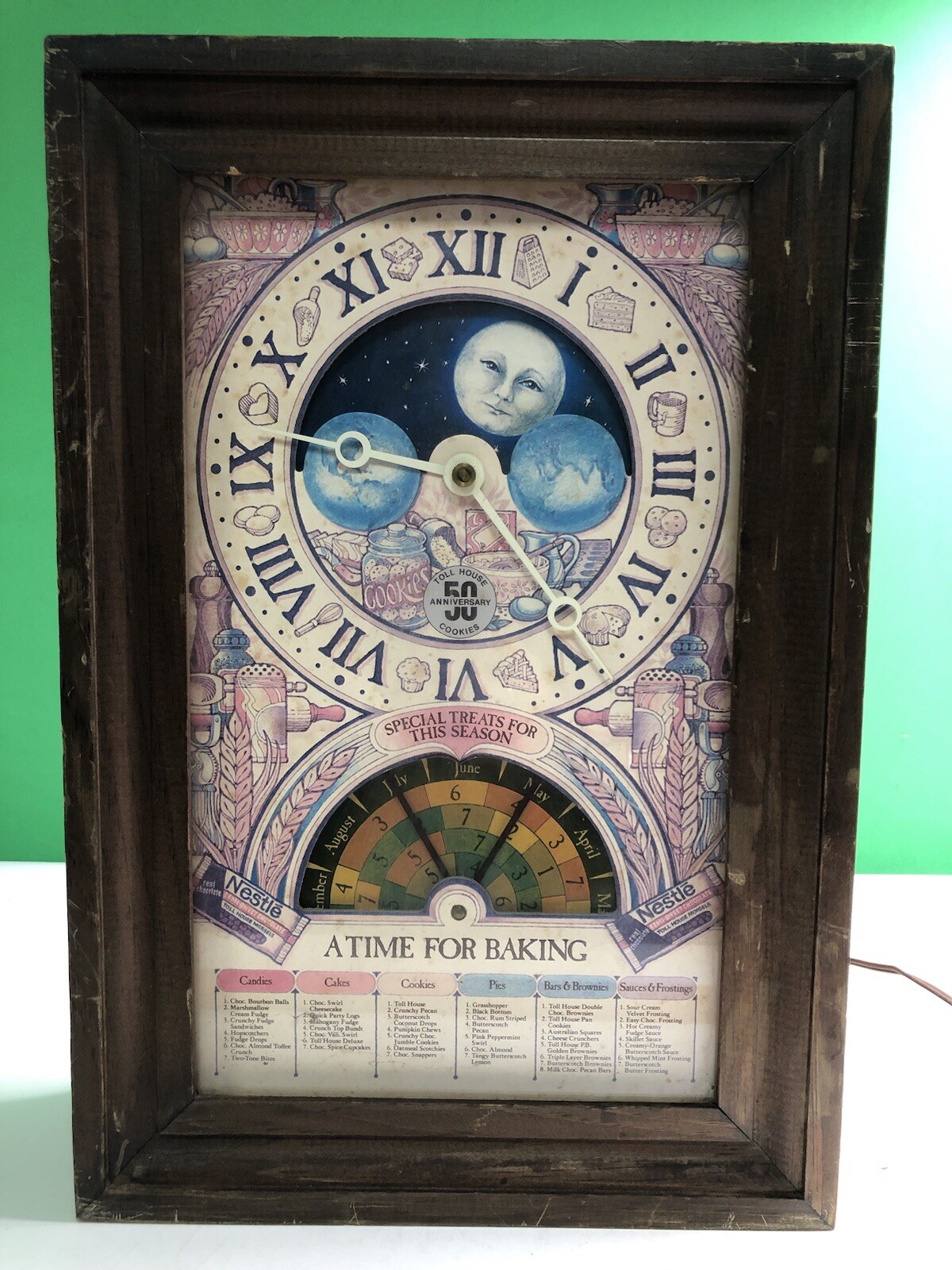 1979 Nestle 50th Anniversary A Time for Baking CLOCK Toll House Cookies WORKS!