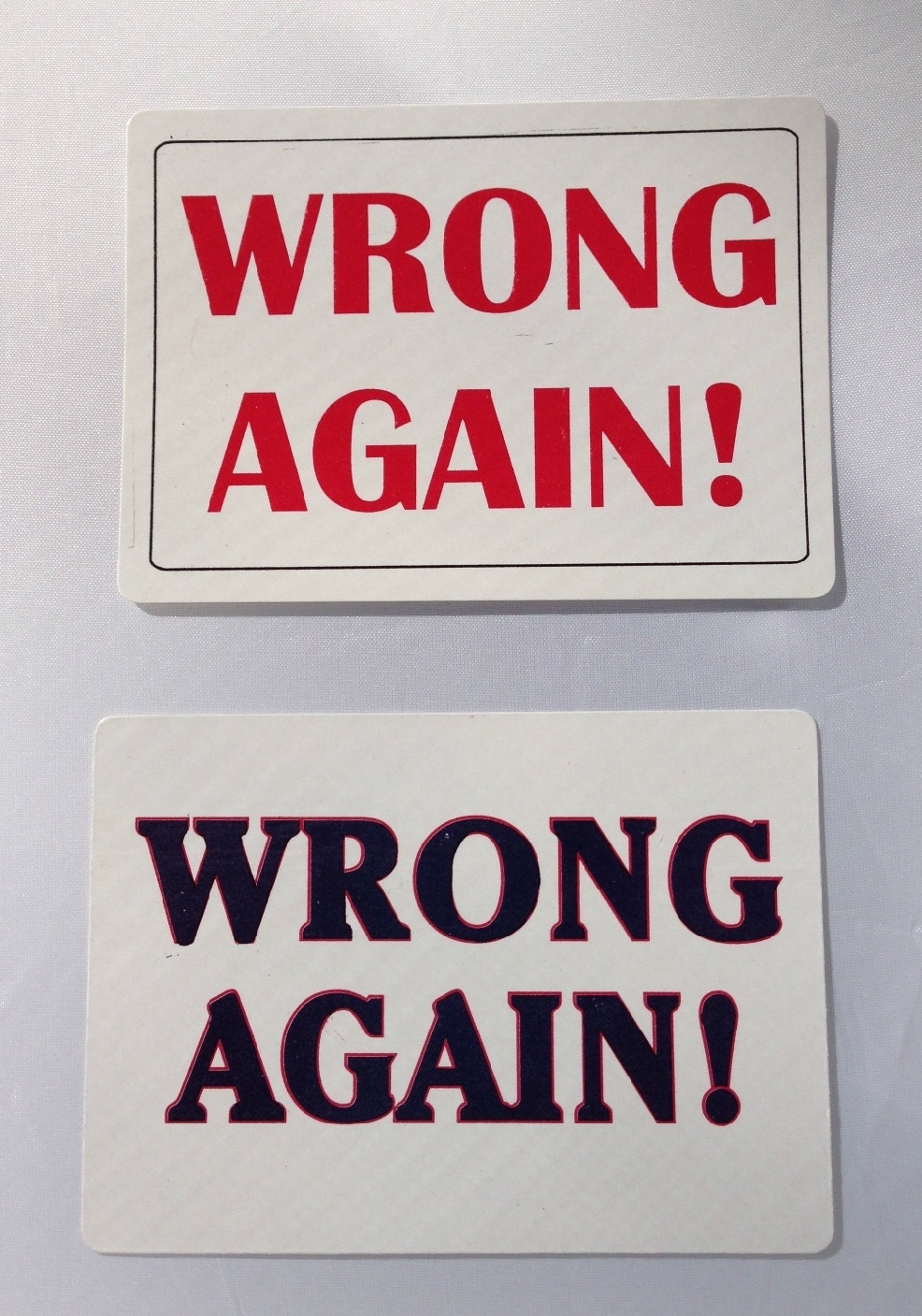 2 WRONG AGAIN BICYCLE PLAYING CARDS Magic Trick Close Up Packet Set Funny Gag