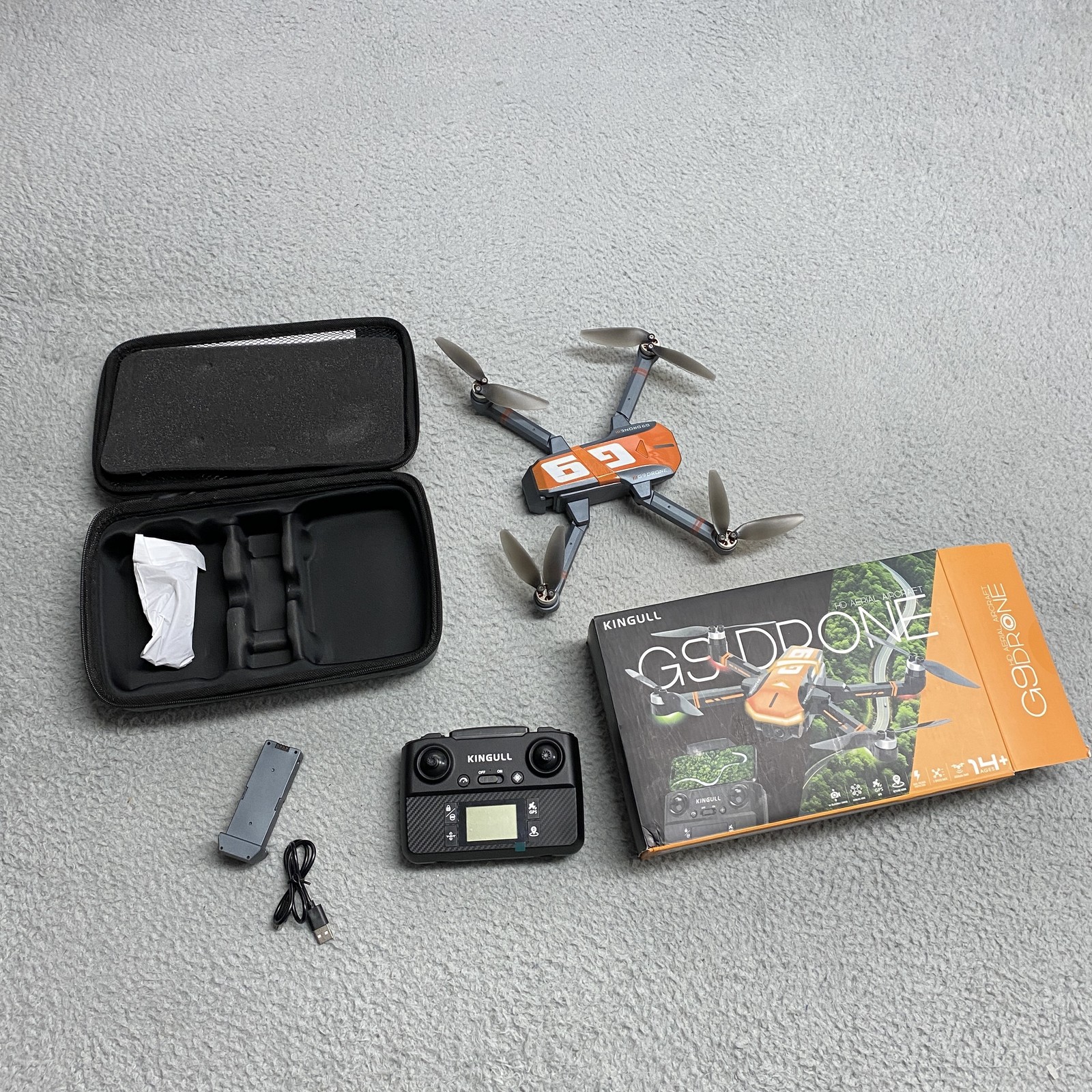 KINGULL G9 Drone HD 4K GPS Camera Quadcopter Remote Control Ages 14+ Case Kit