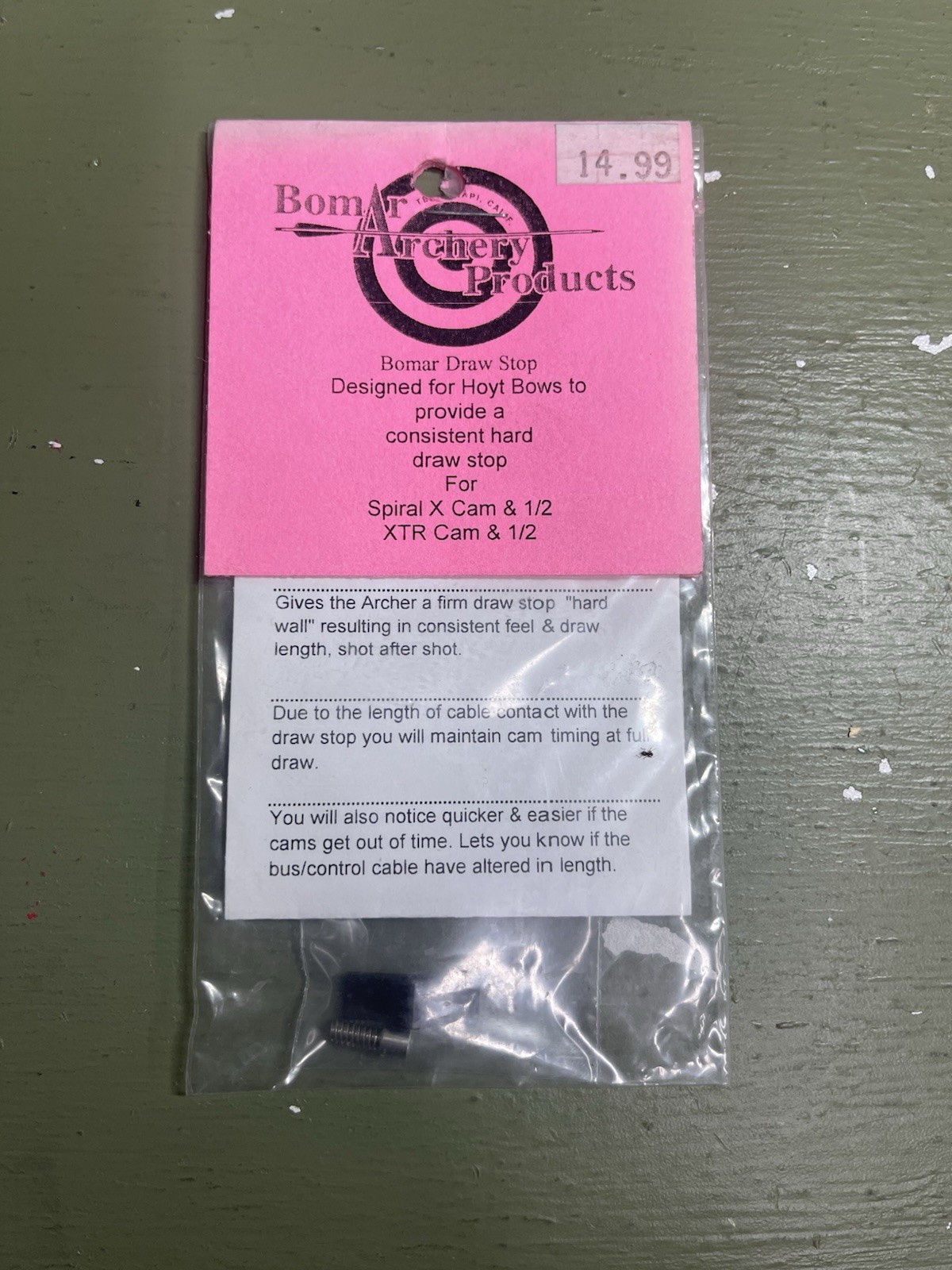 Bomar Draw Stop For Spiral X Cam & 1/2, XTR Cam & 1/2
