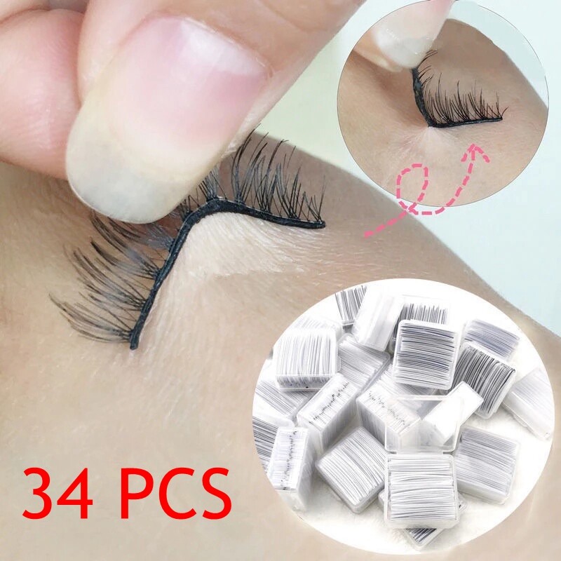 34 Pieces/Box Reusable Self-Adhesive Eyelash Glue Strip False Eyelashes black