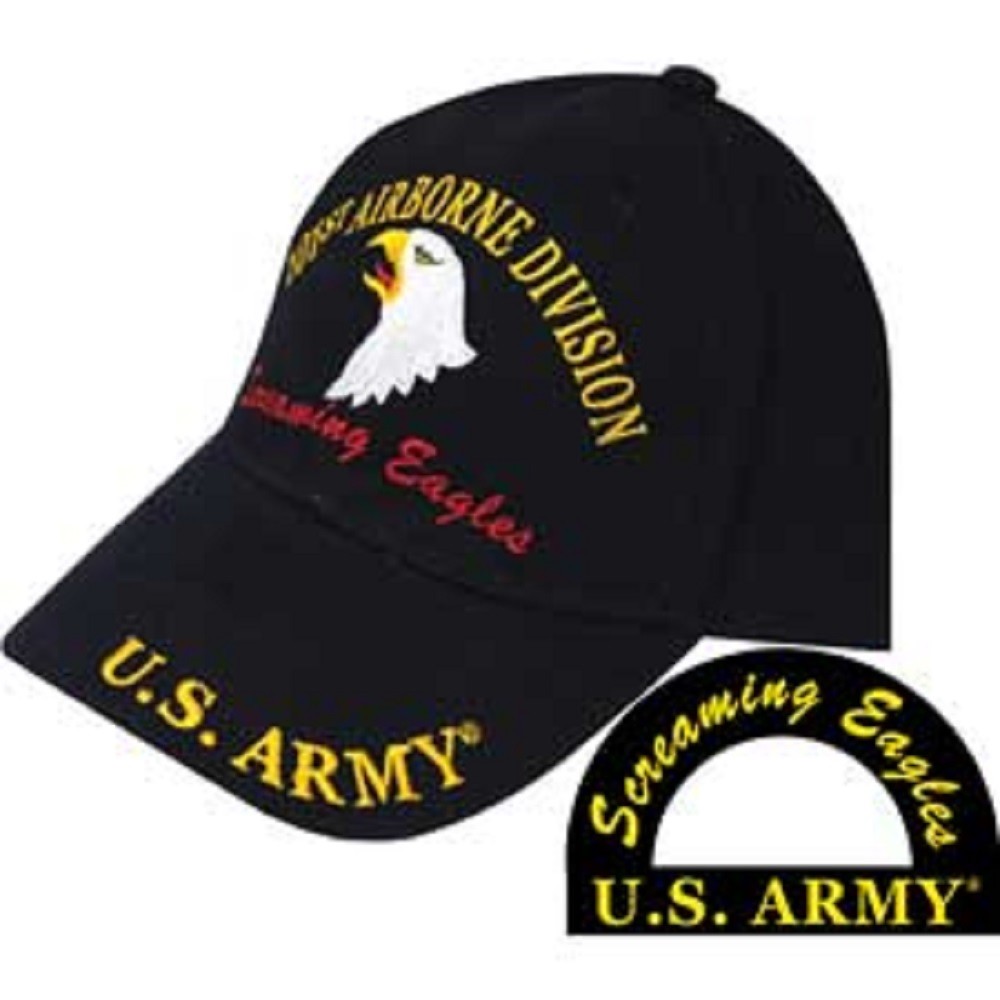 Army 101st Airborne Screaming Eagles Division Black Embroidered Cap Hat