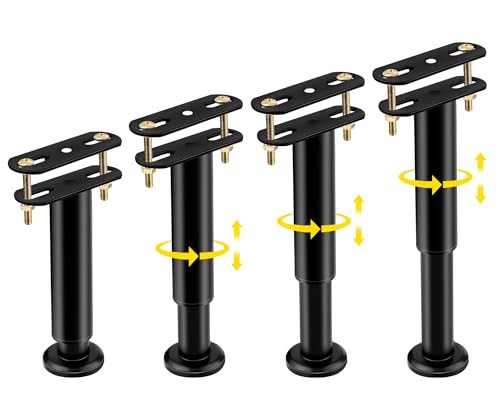 4 Pcs Adjustable Height Bed Support Legs [with Screws] 10 10-17 inch Black
