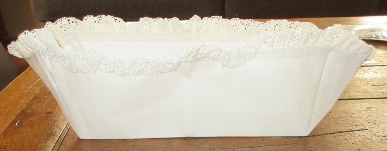 Dreamer Cream Beige Linen Cracker Basket Liner Ruffled Edge NEW