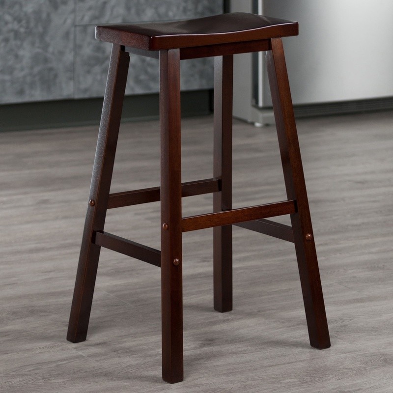 Saddle Seat Bar Stool Beech Wood Indoor Transitional Style Assembly Required New
