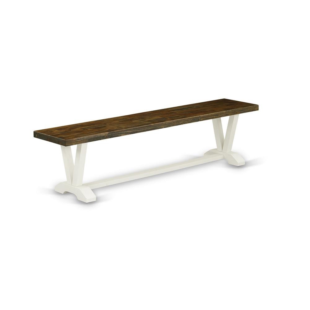 V-Style Modern Dining Room Bench with Wooden Seat