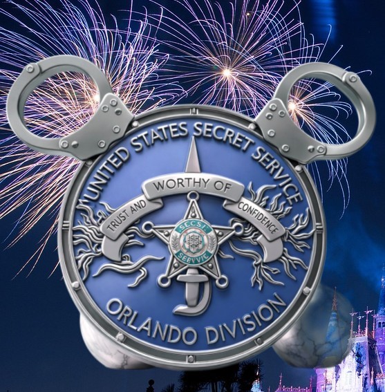 🔥Walt Disneyworld Mickey Ears Blue Disney Challenge Coin U.S. Secret Service