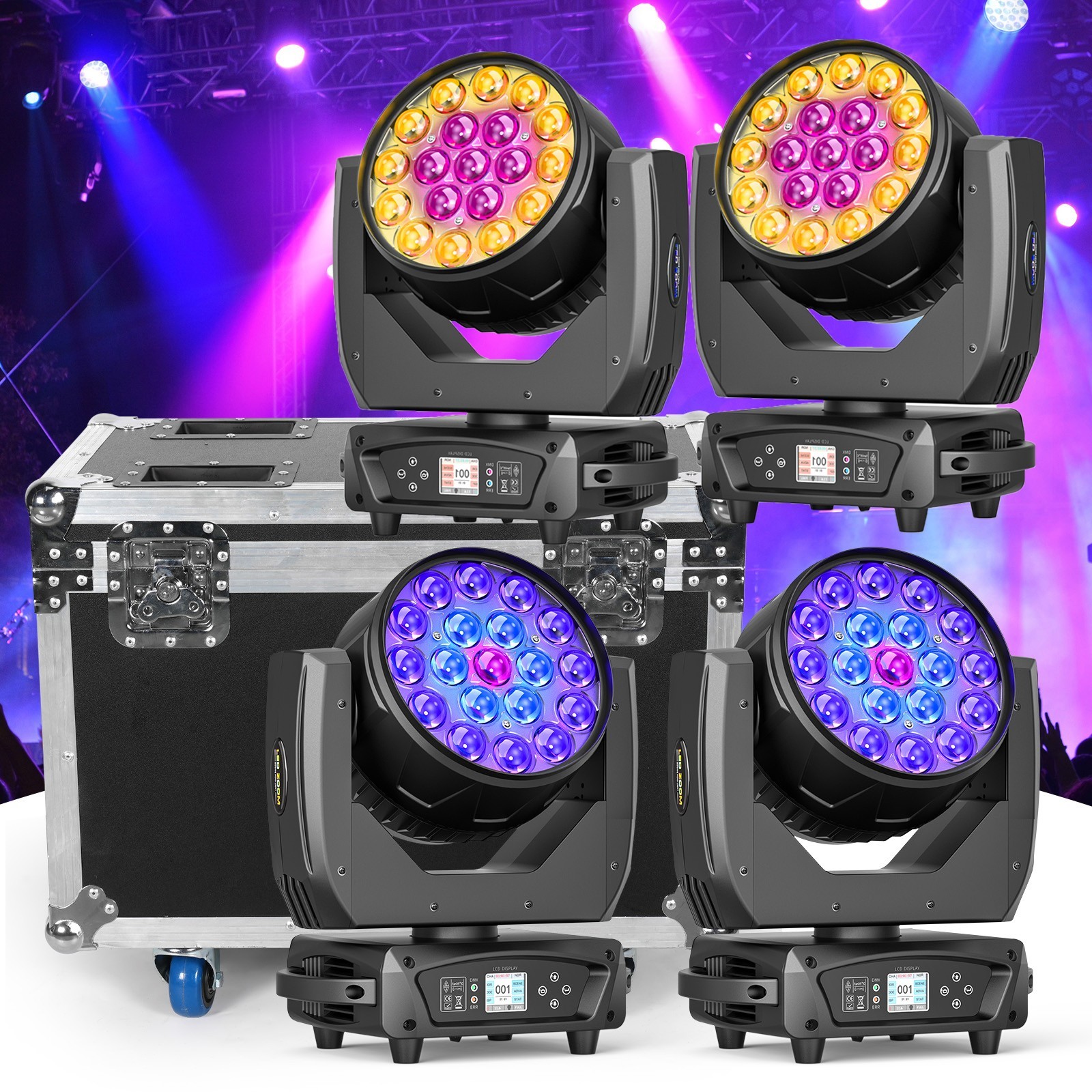 19x20W LED Zoom Moving Head Stage Light RGBW DMX Beam Wash Lighting DJ Disco Bar