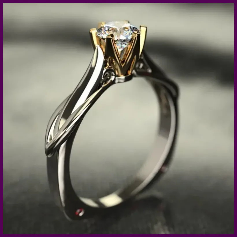 Pure 18K Gold Ring for Women Natural Moissanit Rings with Gemstones Beautiful
