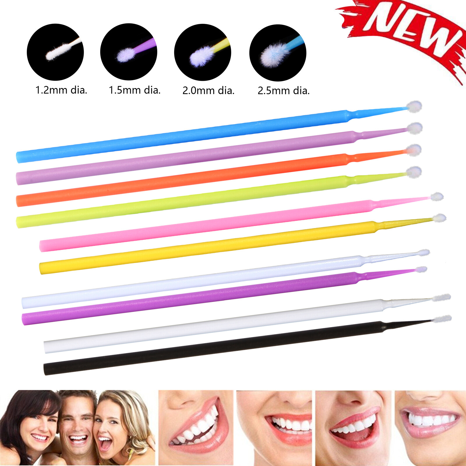100pcs Dental Microbrush Micro Brush Applicator Tips Regular/Fine/Ultrafine ax
