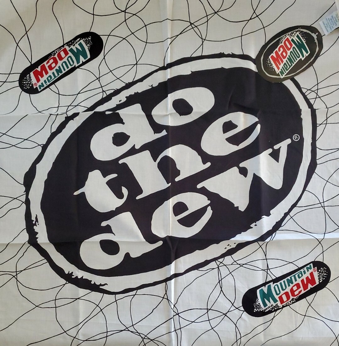 NWT Vintage 1990's Mountain Dew "Do the Dew" Bandana Handkerchief Mtn Dew