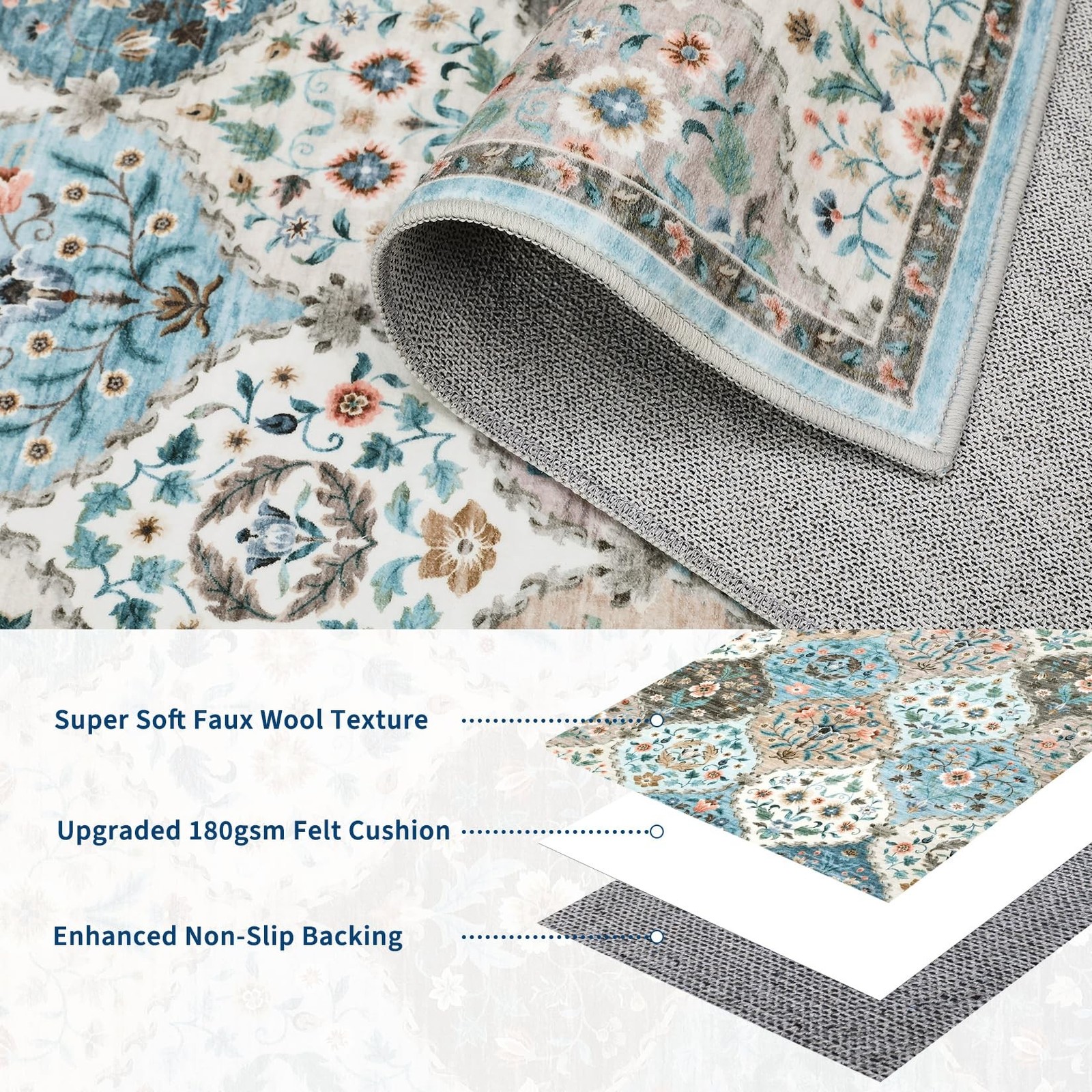 ROYHOME 9x12 Area Rug Large Machine Washable Rug for Living Room Moroccan Tre...