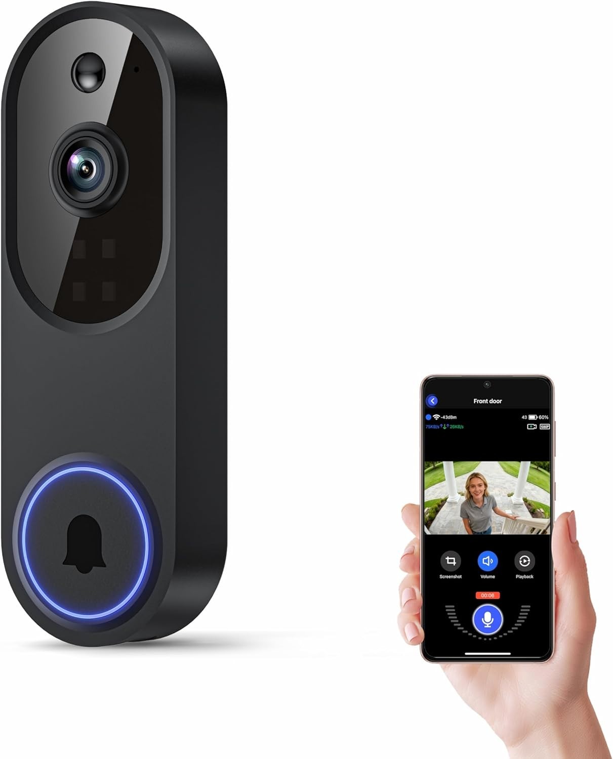 WiFi Ring Doorbell 1080P HD Security Camera Wireless Door Bell Camera With Chime