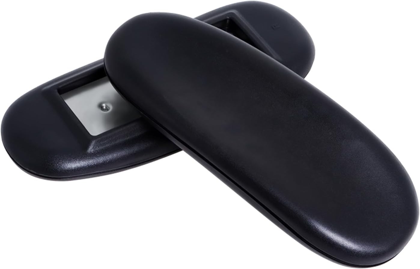 Durable Black PU Arm Rest Replacement for Office Chairs - 4'' Mounting Pattern