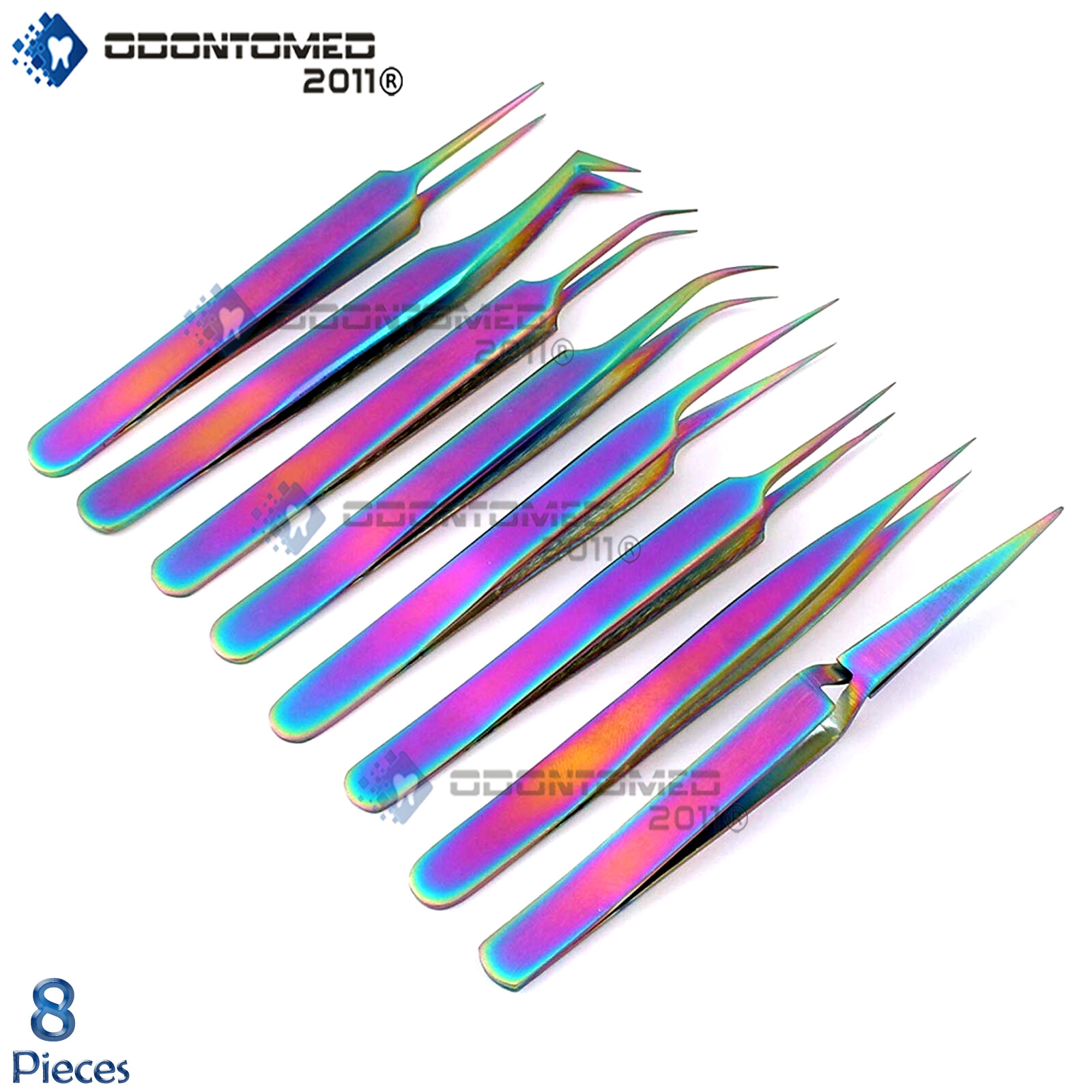 ODM 8-Pcs Multi Rainbow Color Eyelash Extension Tweezers Jewelry-Making Work
