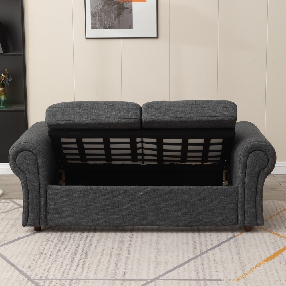 2 / 3 Seater Sofa with Storage Solution Linen Fabric Couch Love Seat Settee