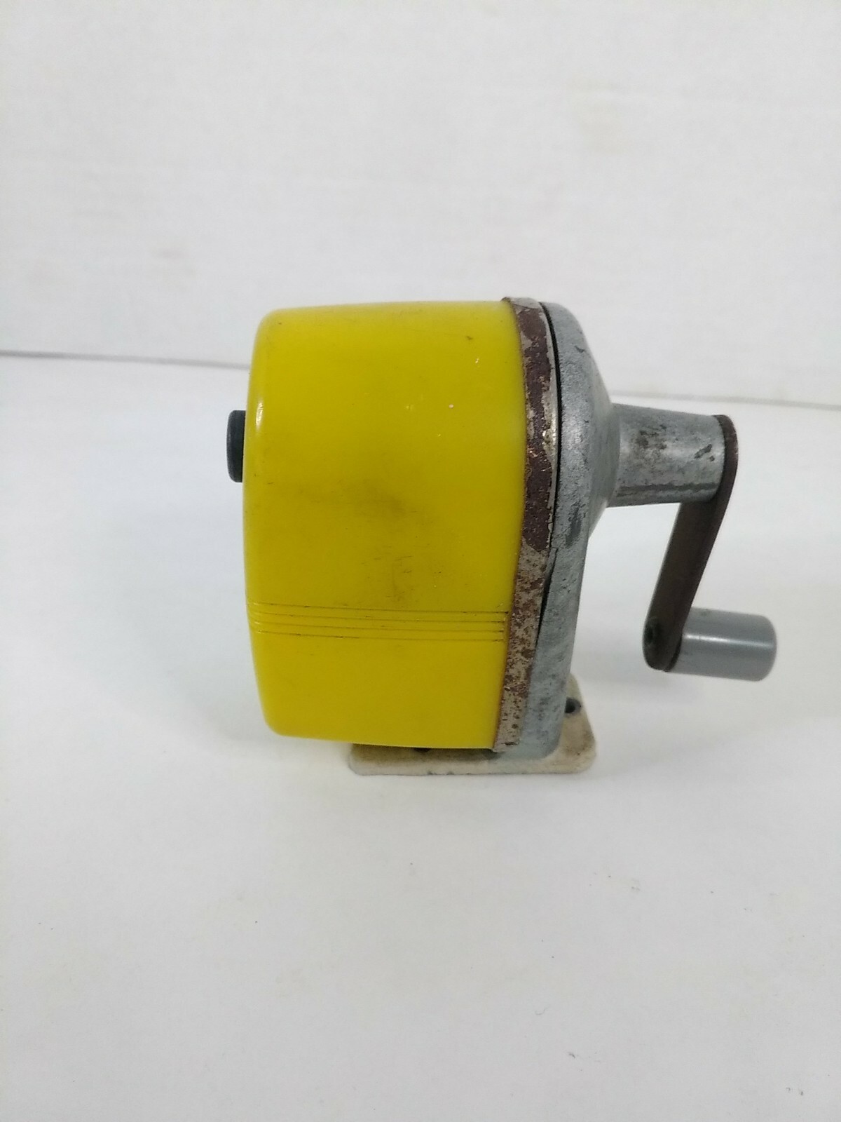 Vintage Yellow APSCO Midget Pencil Sharpener Rockford, ILL U.S.A. Desk Mount