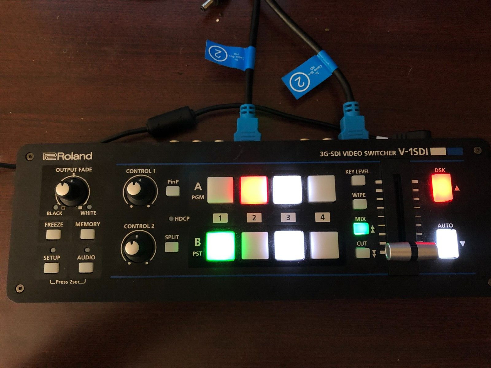 Roland Video Mixer Streaming Rig with Blackmagic Converters and AJA Distro