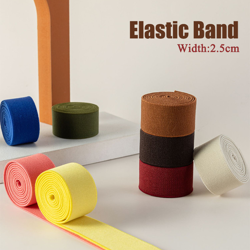 2.5cm Heavy Duty Elastic Band - High Stretch Flat Webbing Multi Color 2 Meter