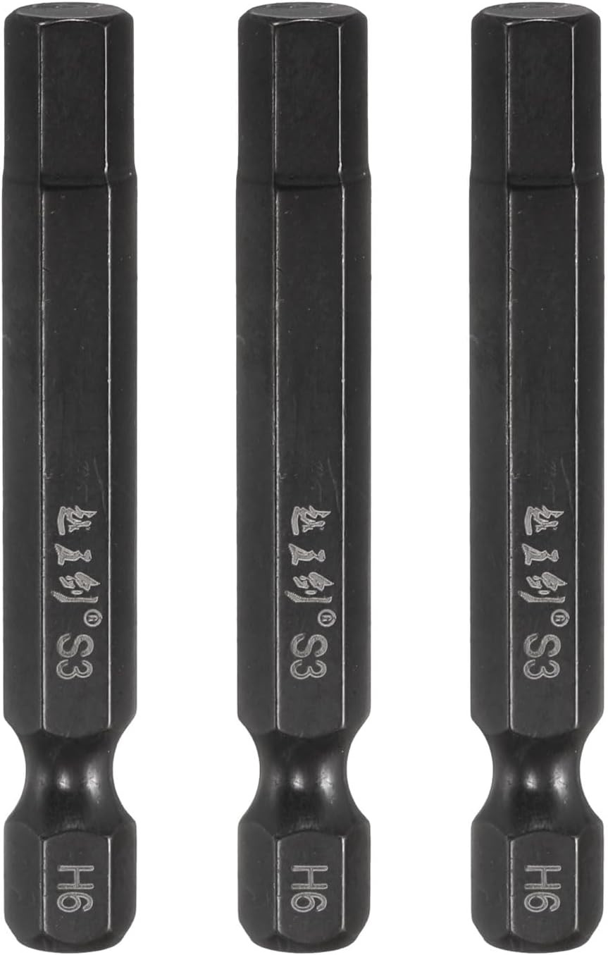 3Pcs Hex Head Wrench Drill Bit 6Mm(H6) Metric 1/4" Hex Shank 2"(50Mm) Length S3