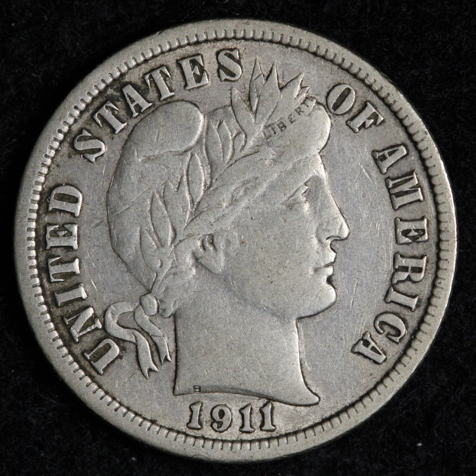 1911-D Barber Silver Dime XF E309 GSCN