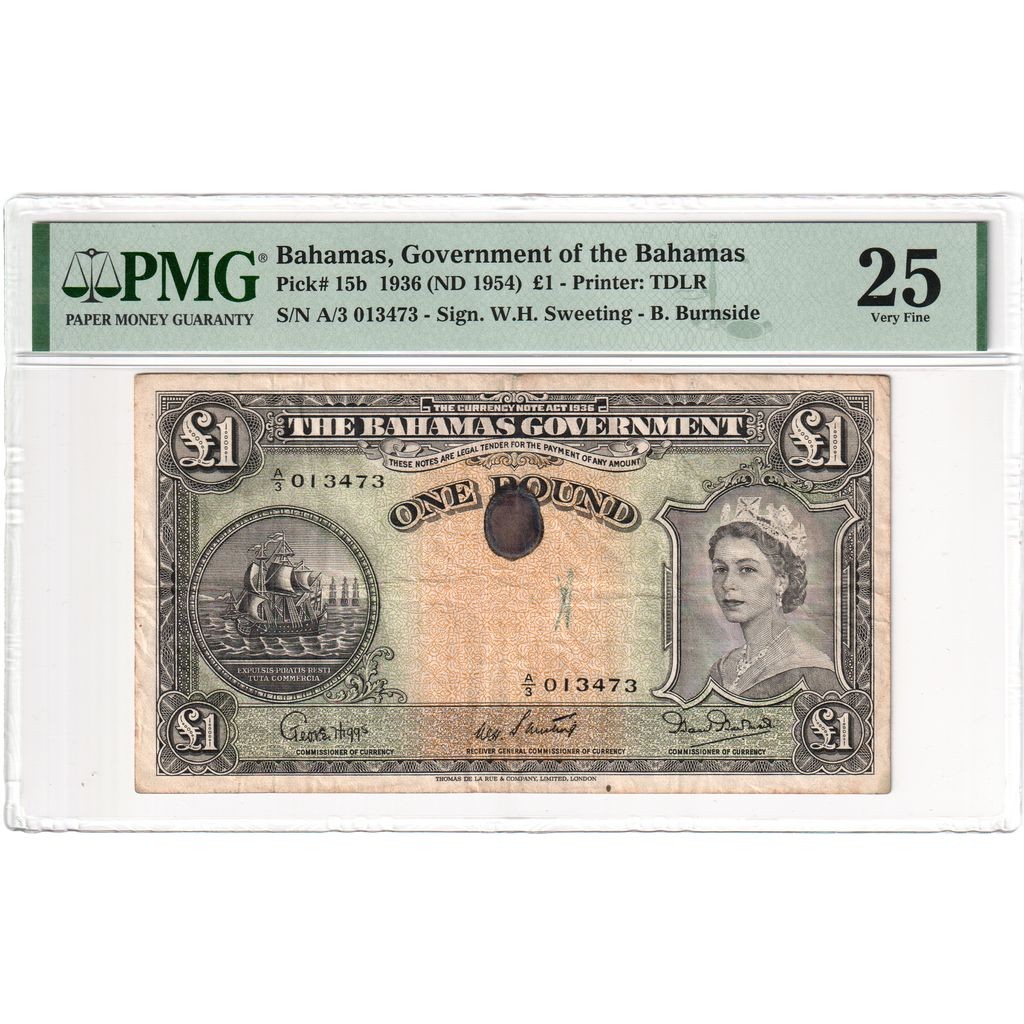 [#213985] Bahamas, 1 Pound, VF(20-25), PMG