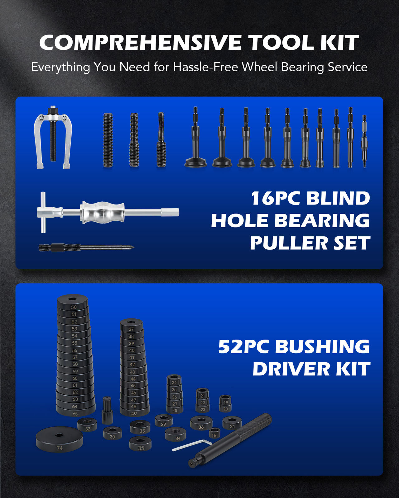 OMT 2 in 1 Blind Hole Inner Bearing Puller & Bushing Driver Remover Tool Kit