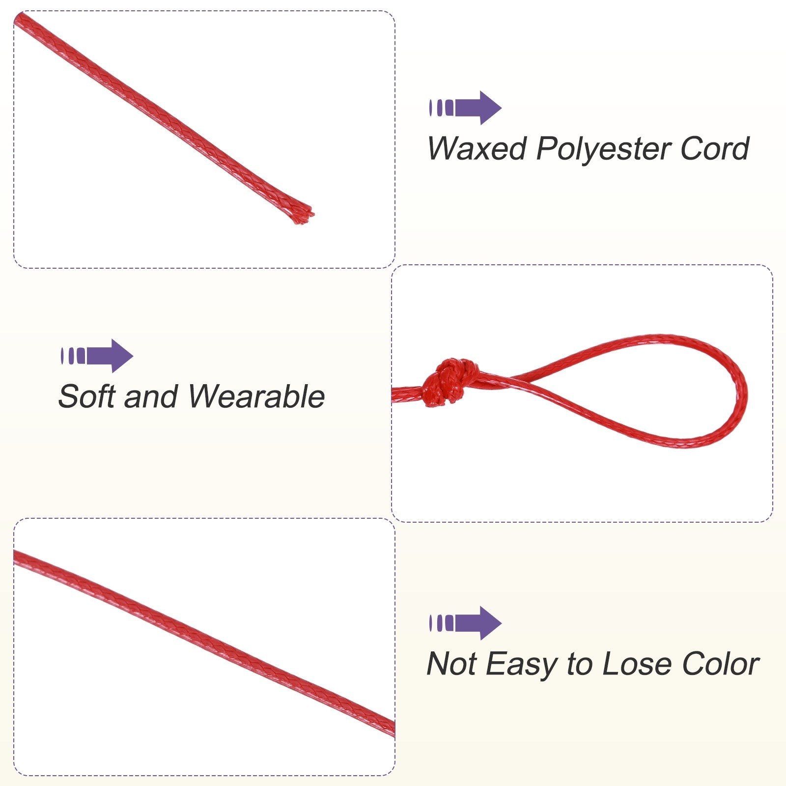 Red 1mm Waxed Cord 11 Yard Wax Bead Thread String for Jewelry Make