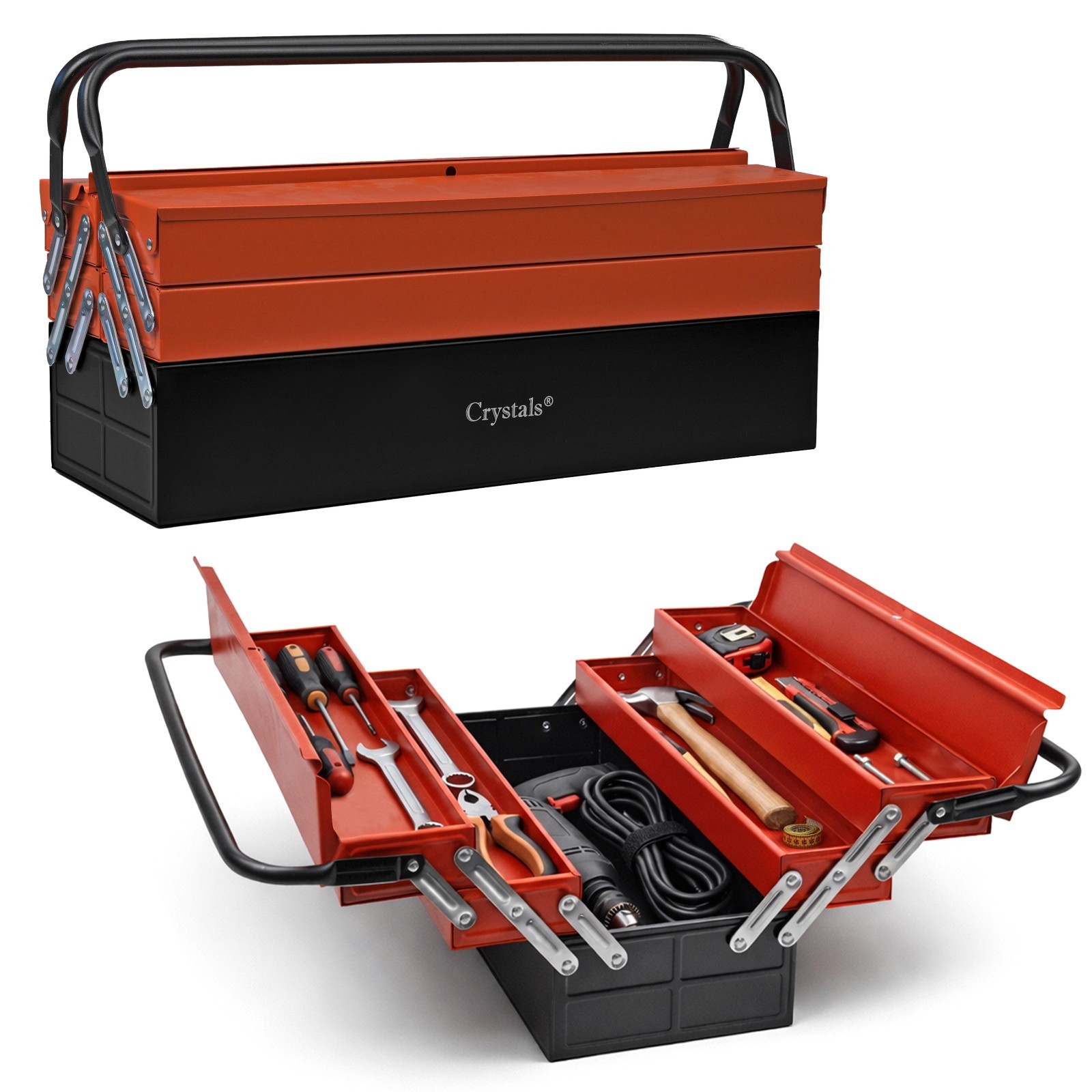 Heavy Duty 25" 560mm Metal Cantilever 5 Tray Toolbox Storage Tool Box Red New