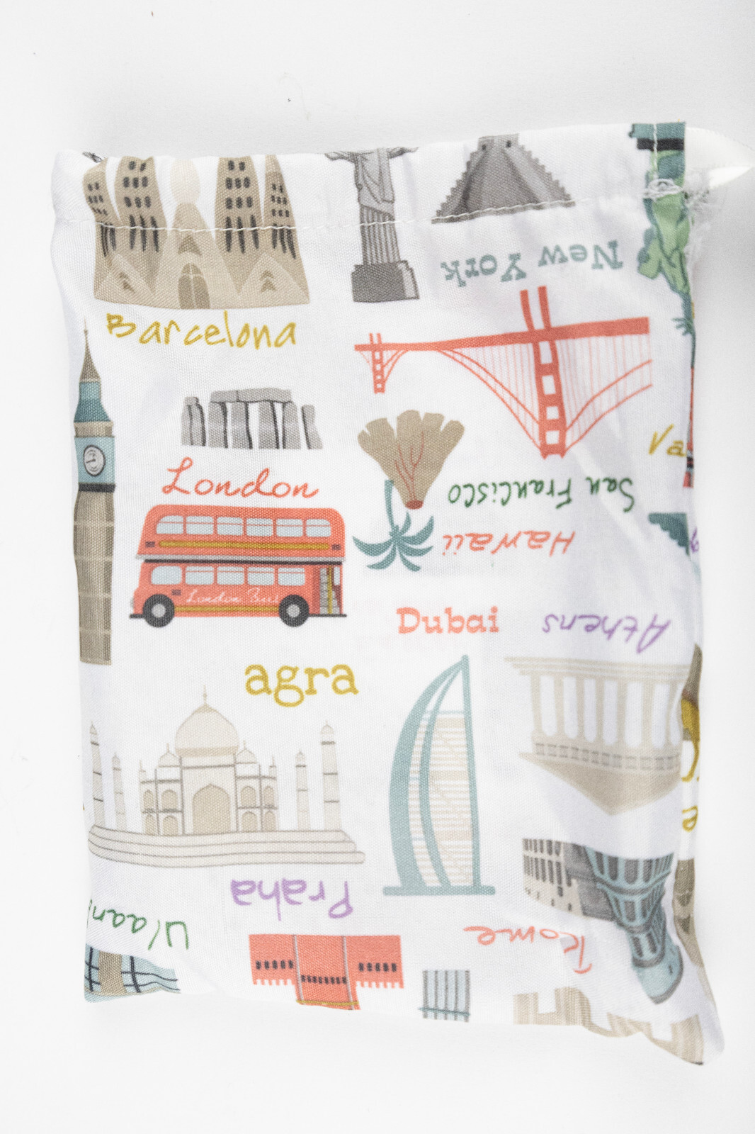 Buildings & Atttractions of the World Cloth Folding Slippers in Carry Bag Size M