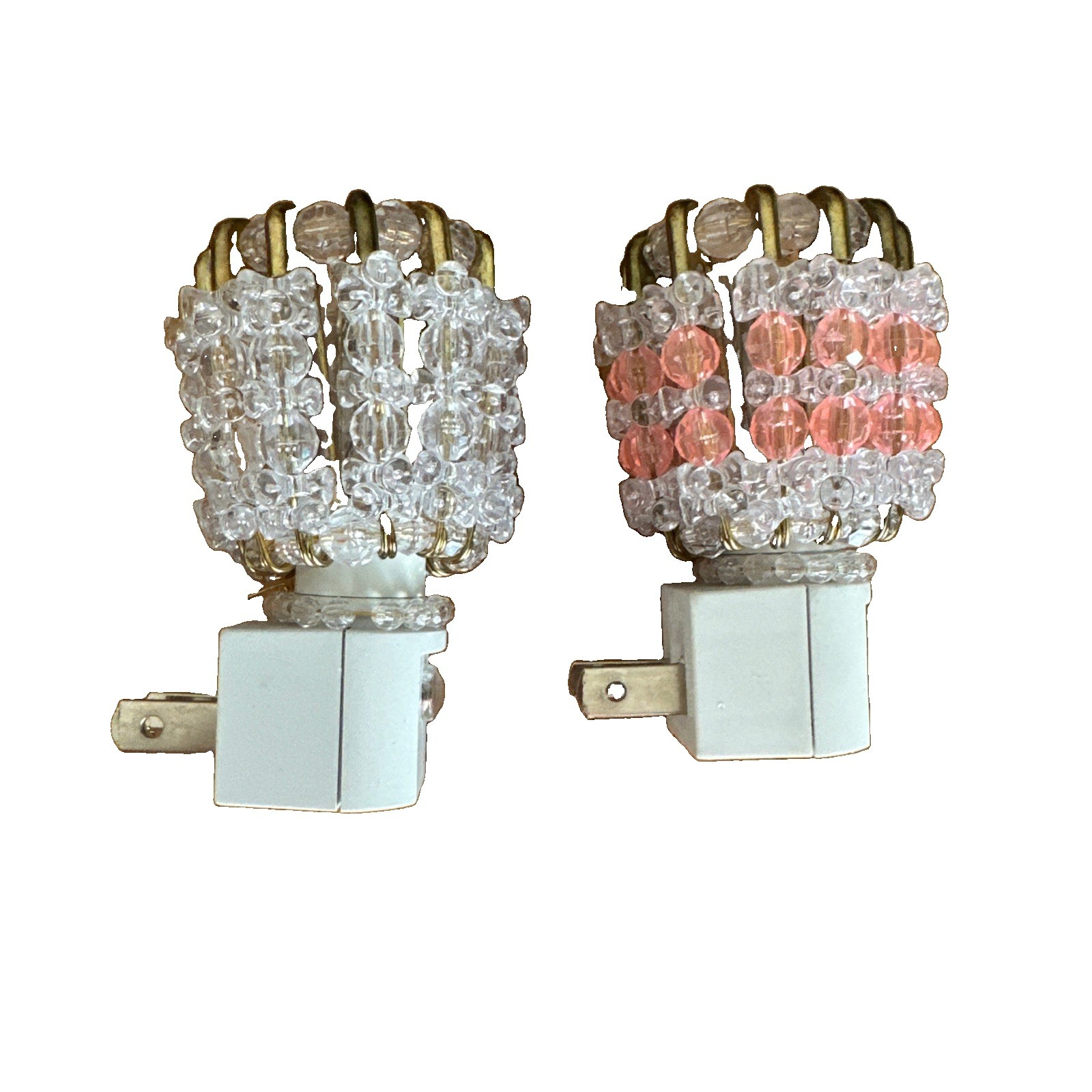 Two Handmade Decorative Beaded Nightlights Clear & Pink Beads Bath, Baby Classy!