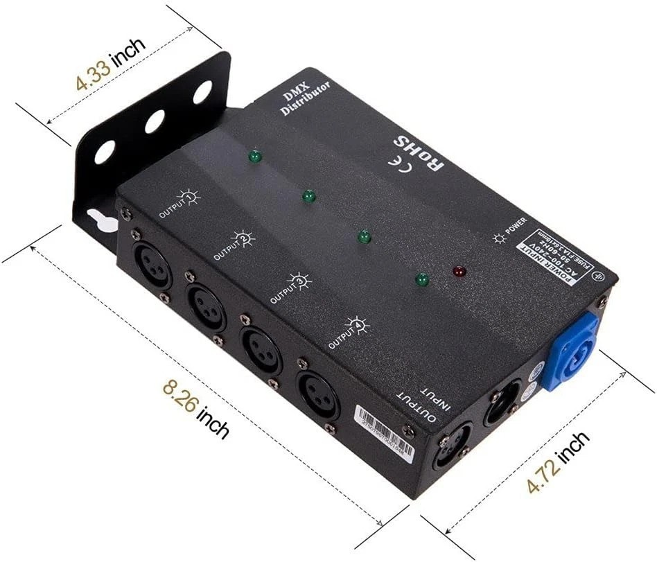 4-Way DMX Splitter Amplifier - Save Cable and Setup Time